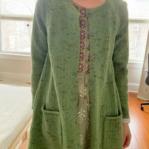 Gudrun Sjoden Green Textured Blazer with Floral Trim